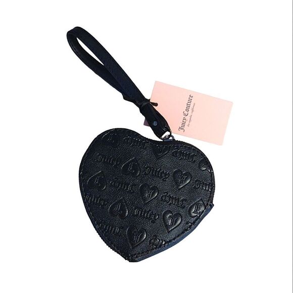 Juicy Couture Black Heart Shaped Zip Around 5" Wristlet NWT - Picture 12 of 13